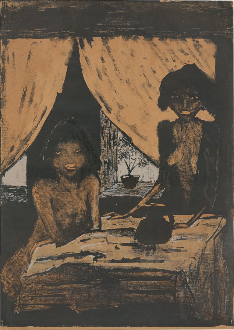 This picture shows the following artwork: Otto Mueller. ”Zwei Zigeunermädchen im Wohnraum”. 1926/27.