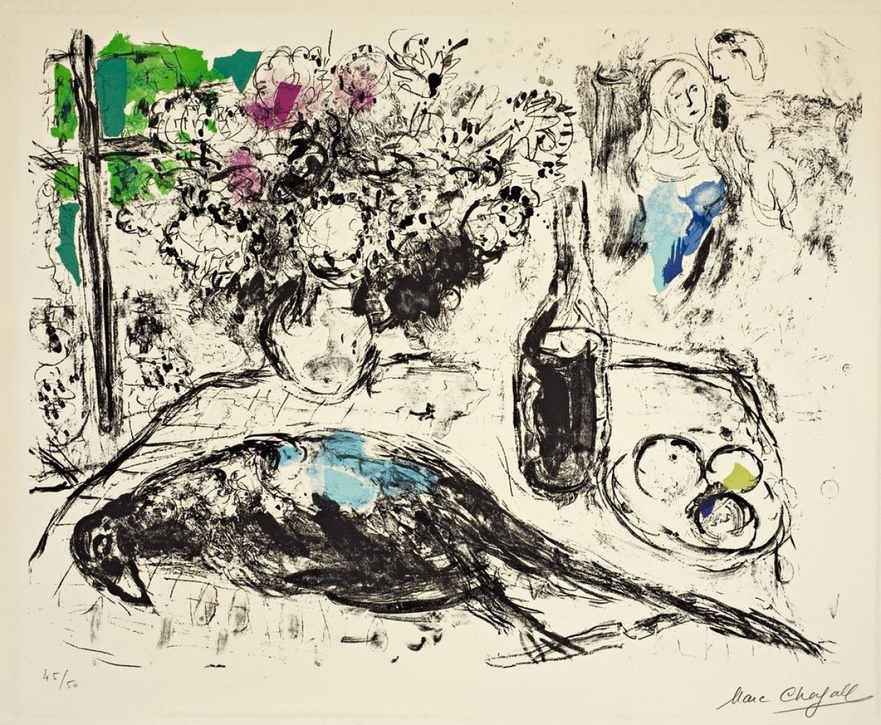 Auf diesem Bild ist das folgende Kunstwerk zu sehen: Marc Chagall. „Le Faisan“. 1966.