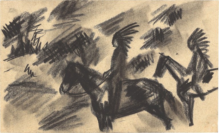 This picture shows the following artwork: August Macke. ”Indianer zu Pferd”. 1914.