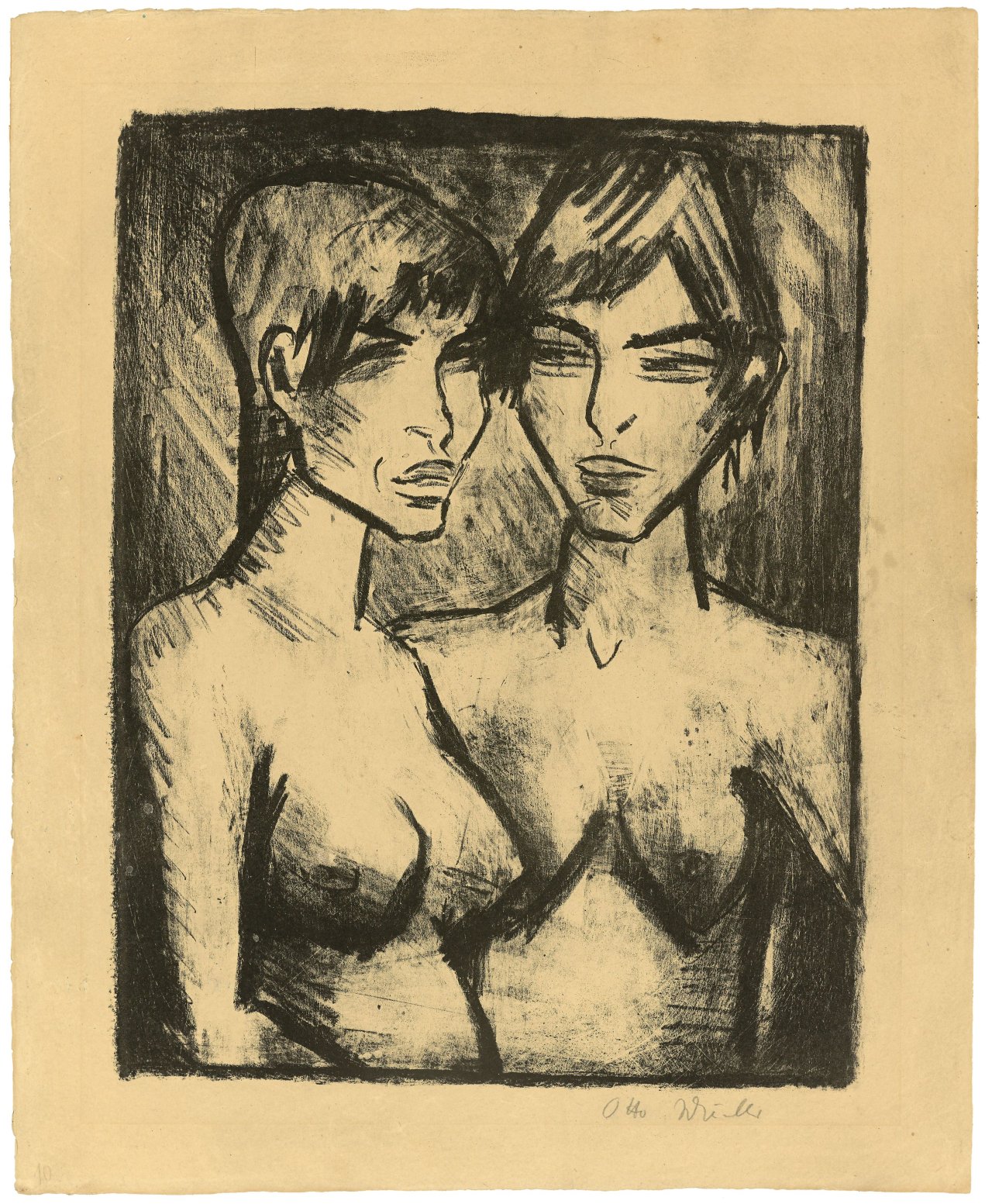 This picture shows the following artwork: Otto Mueller. „Zwei Mädchen - Halbakte“. 1920.