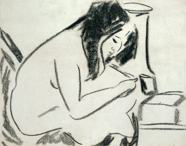 This picture shows the following artwork: Ernst Ludwig Kirchner. Sitzender weiblicher Akt. Circa 1909/10.