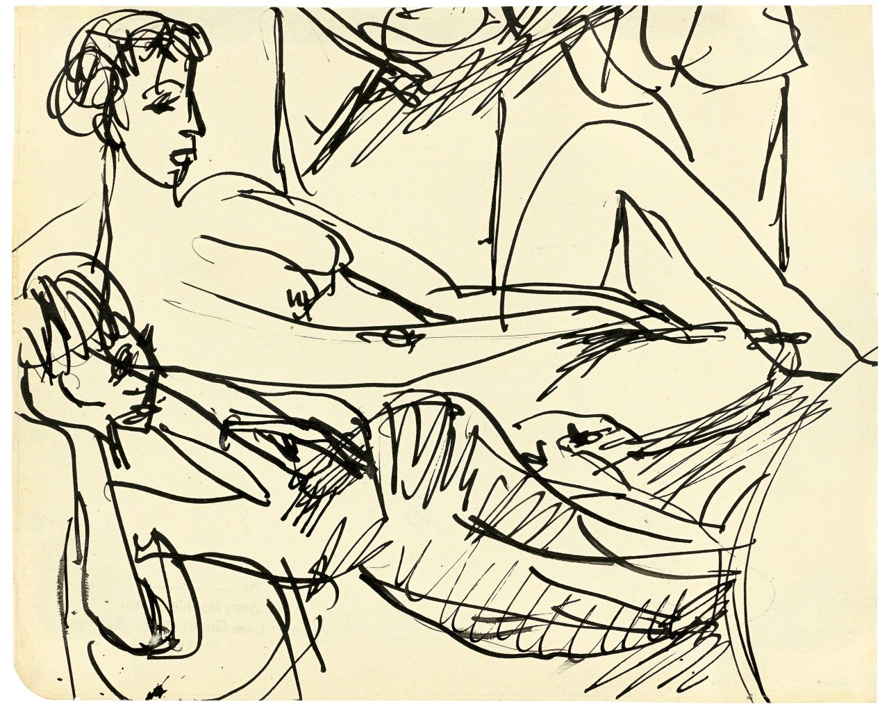 Auf diesem Bild ist das folgende Kunstwerk zu sehen: Ernst Ludwig Kirchner. Ruhendes Paar. Um 1910.