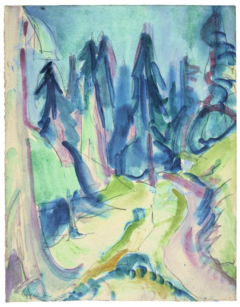 This picture shows the following artwork: Ernst Ludwig Kirchner. Tannenwald. Um 1920.