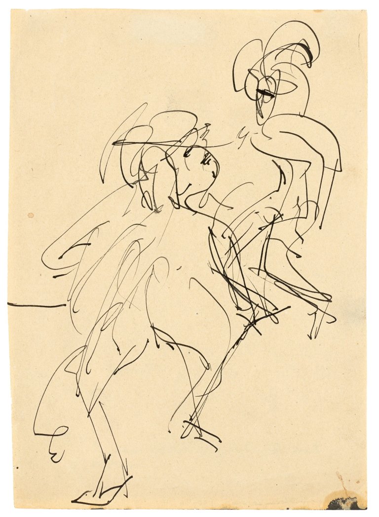 This picture shows the following artwork: Ernst Ludwig Kirchner. Zwei Ausdruckstänzerinnen. Circa 1933.