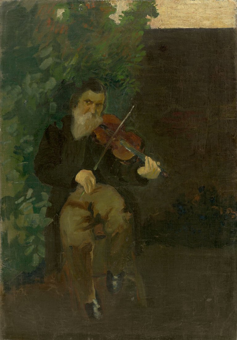 This picture shows the following artwork: August Macke. ”Der alte Geiger”. 1905.