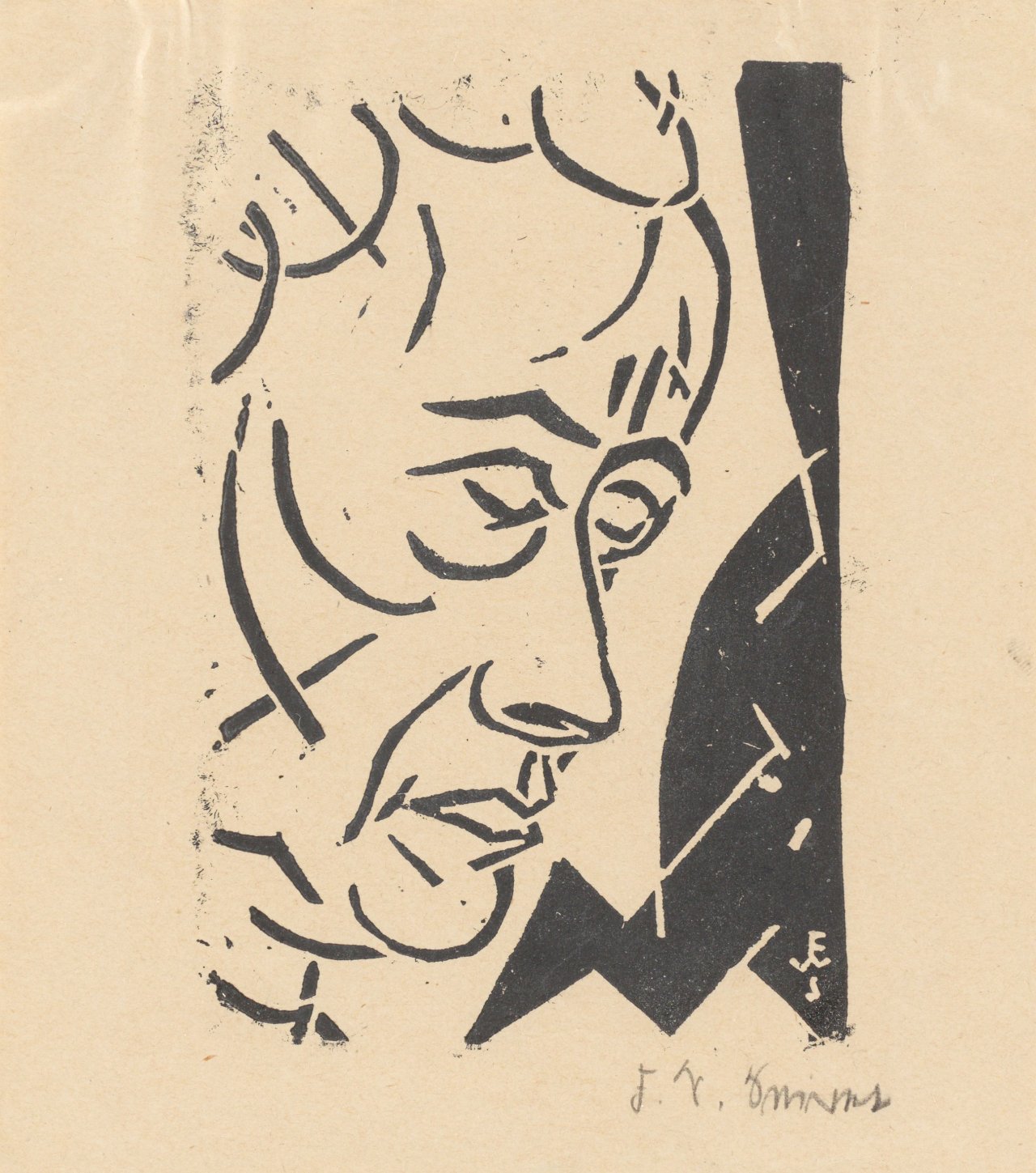 This picture shows the following artwork: Franz Wilhelm Seiwert. Profilkopf. Circa 1919.