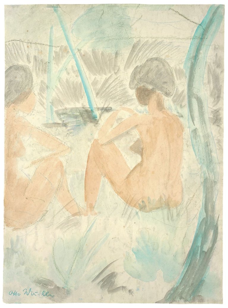 This picture shows the following artwork: Otto Mueller. „Zwei Mädchen am Wasser“. Circa 1919.