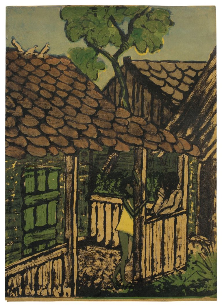 This picture shows the following artwork: Otto Mueller. „Zwei Zigeunerkinder vor der Hütte“. 1926/27.