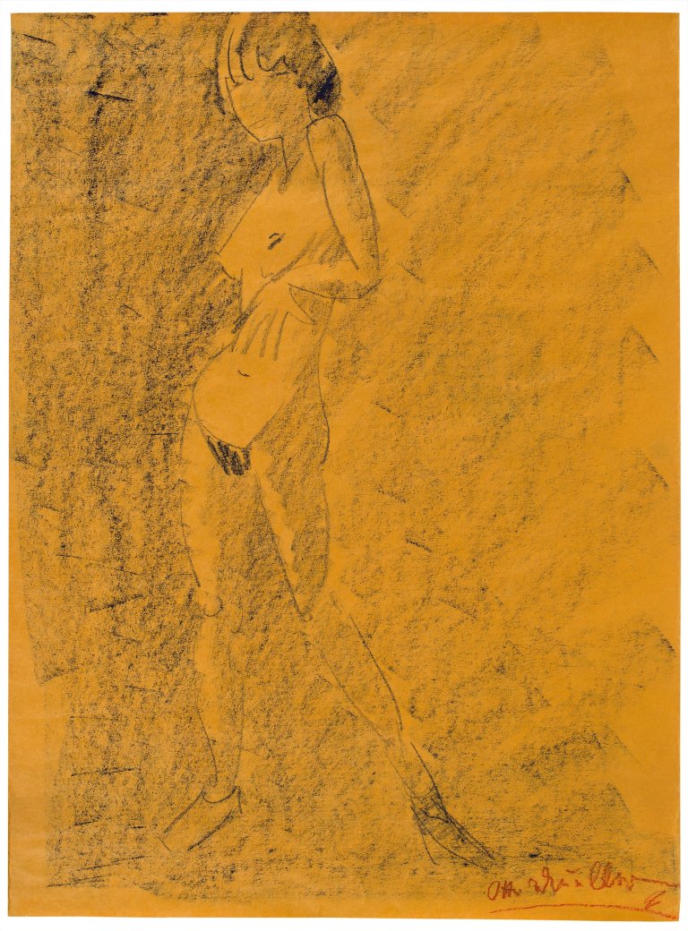 This picture shows the following artwork: Otto Mueller. Stehender weiblicher Akt. 1920s.