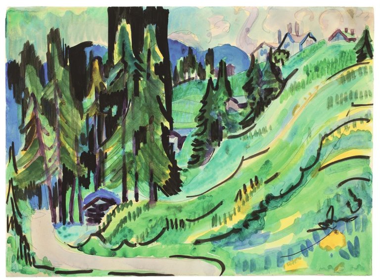 This picture shows the following artwork: Ernst Ludwig Kirchner. Im Sertigtal mit Blick auf Clavadel. 1925.