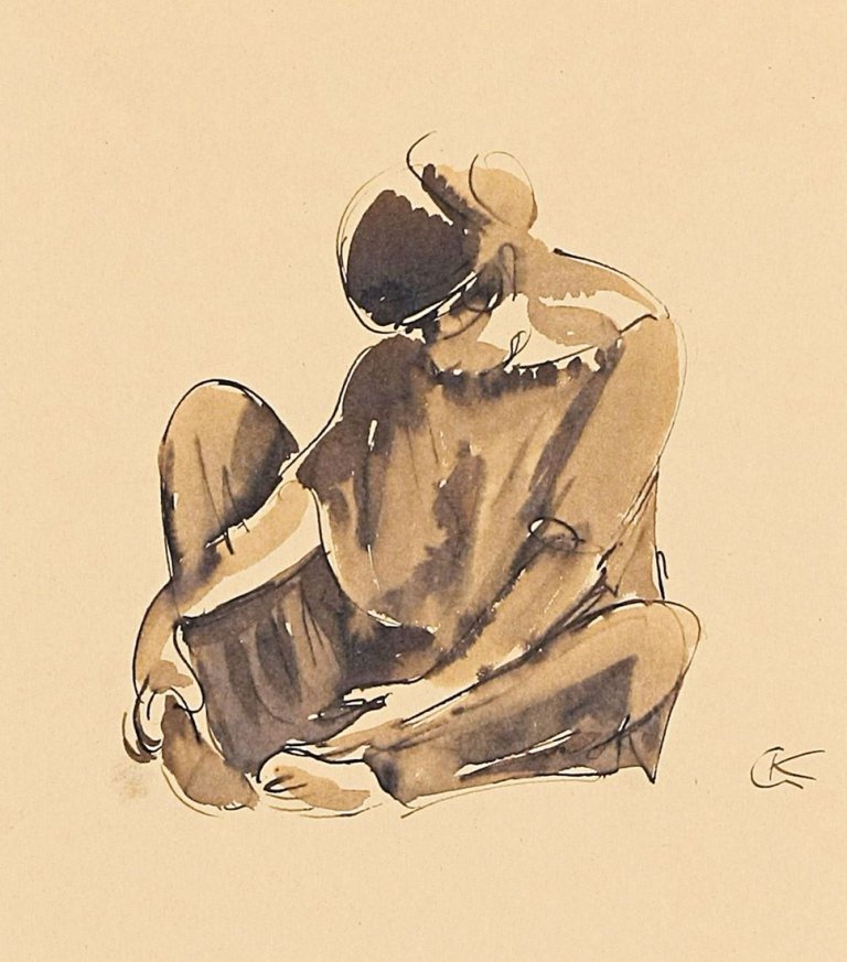 This picture shows the following artwork: Georg Kolbe. Sitzende Tänzerin. 1916.