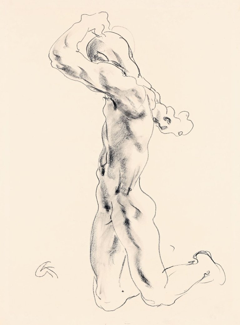 This picture shows the following artwork: Georg Kolbe. Kniender männlicher Akt. Circa 1925.