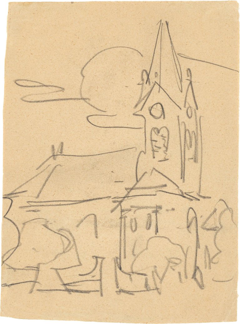 This picture shows the following artwork: Ernst Ludwig Kirchner. „Andreaskirche in Leubnitz-Neuostra“. 1907.