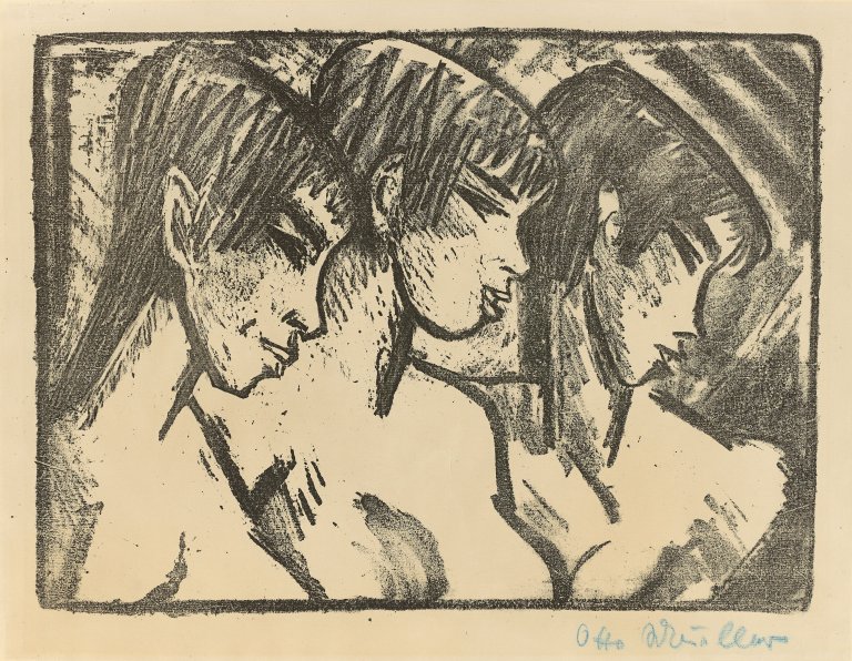 This picture shows the following artwork: Otto Mueller. „Drei Mädchen im Profil (Drei Mädchenköpfe)“. 1921.