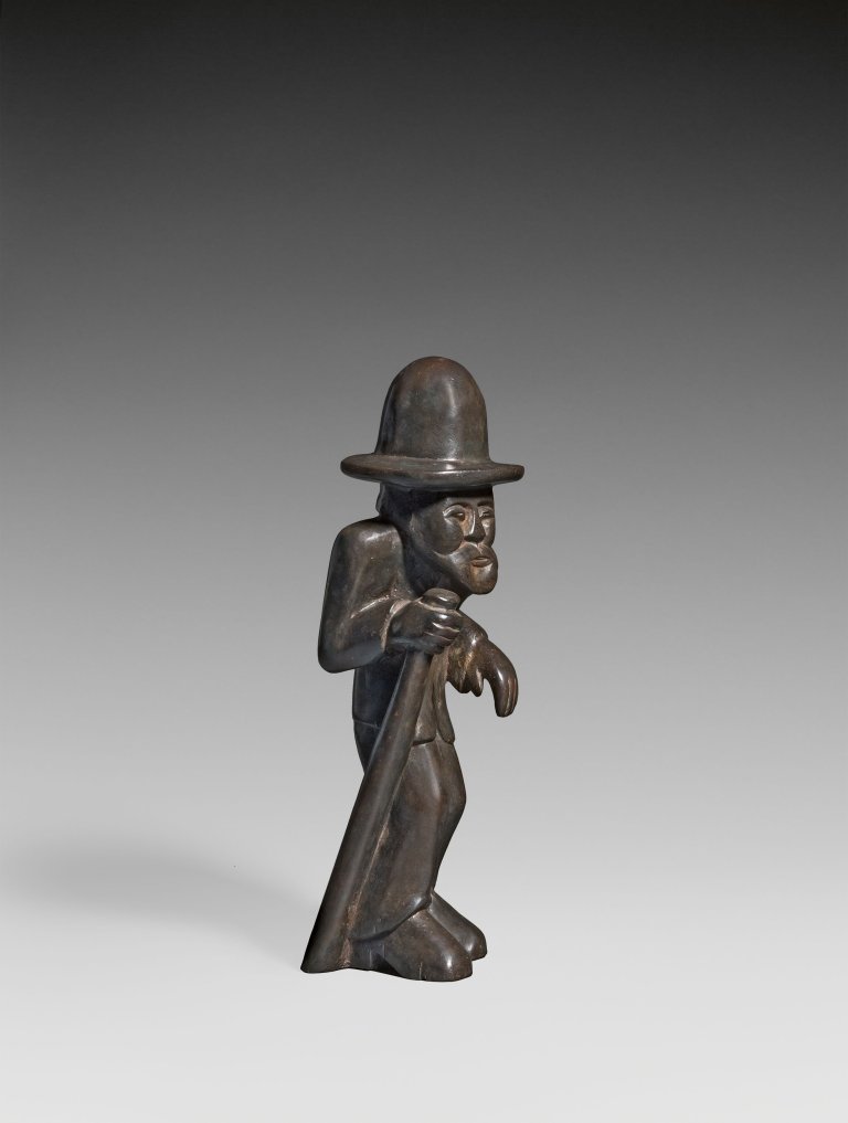 This picture shows the following artwork: Ernst Ludwig Kirchner. ”David Ambühl, mit Stock und hohem Hut. Kleiner Bauer”. 1918.