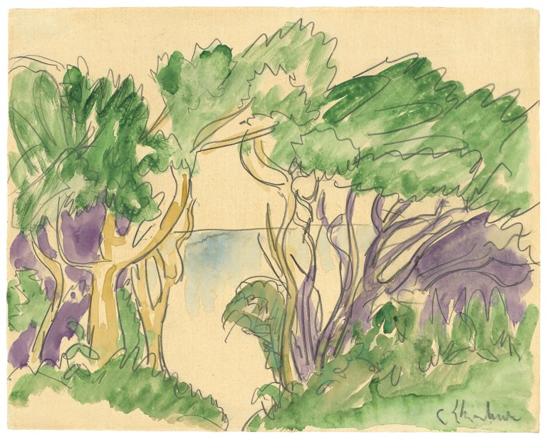 This picture shows the following artwork: Ernst Ludwig Kirchner. Bäume an der Fehmarnküste. 1913.