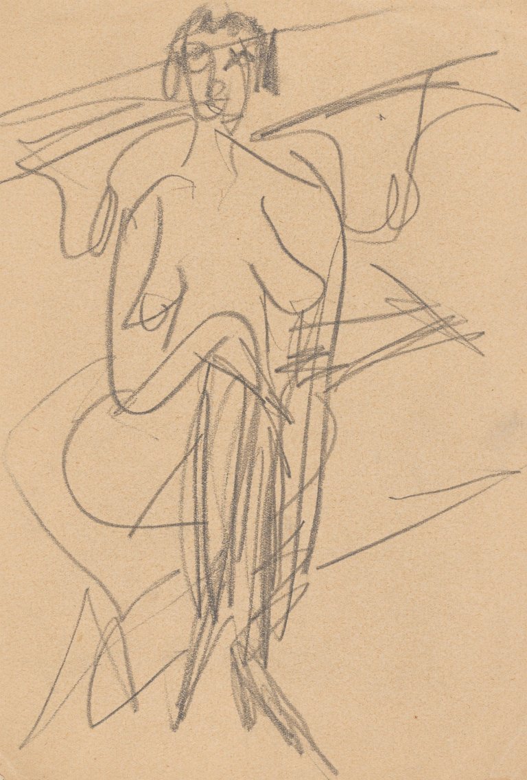 This picture shows the following artwork: Ernst Ludwig Kirchner. Sitting female nude.