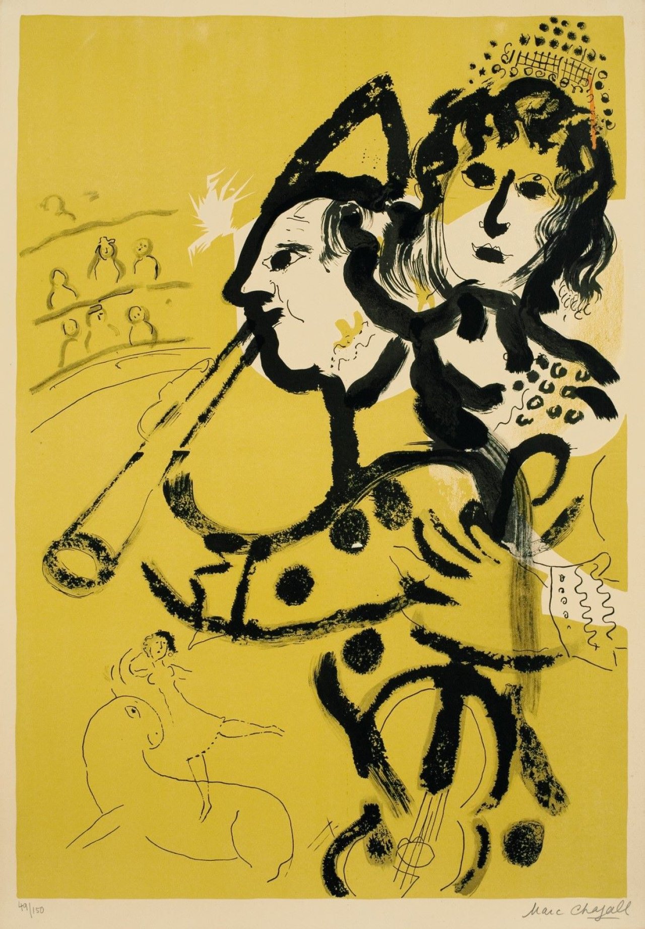 This picture shows the following artwork: Marc Chagall. „Le Clown musicien“. 1957.