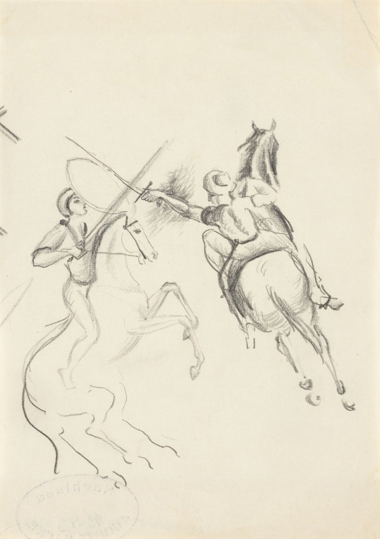 This picture shows the following artwork: August Macke. ”Wettkampf zu Pferde”. 1911.