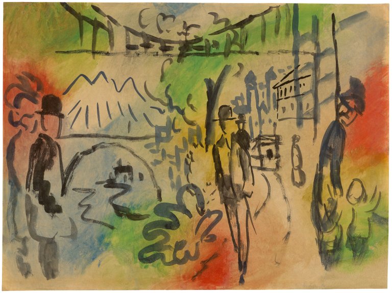 This picture shows the following artwork: August Macke. "Uferpromenade". 1914.