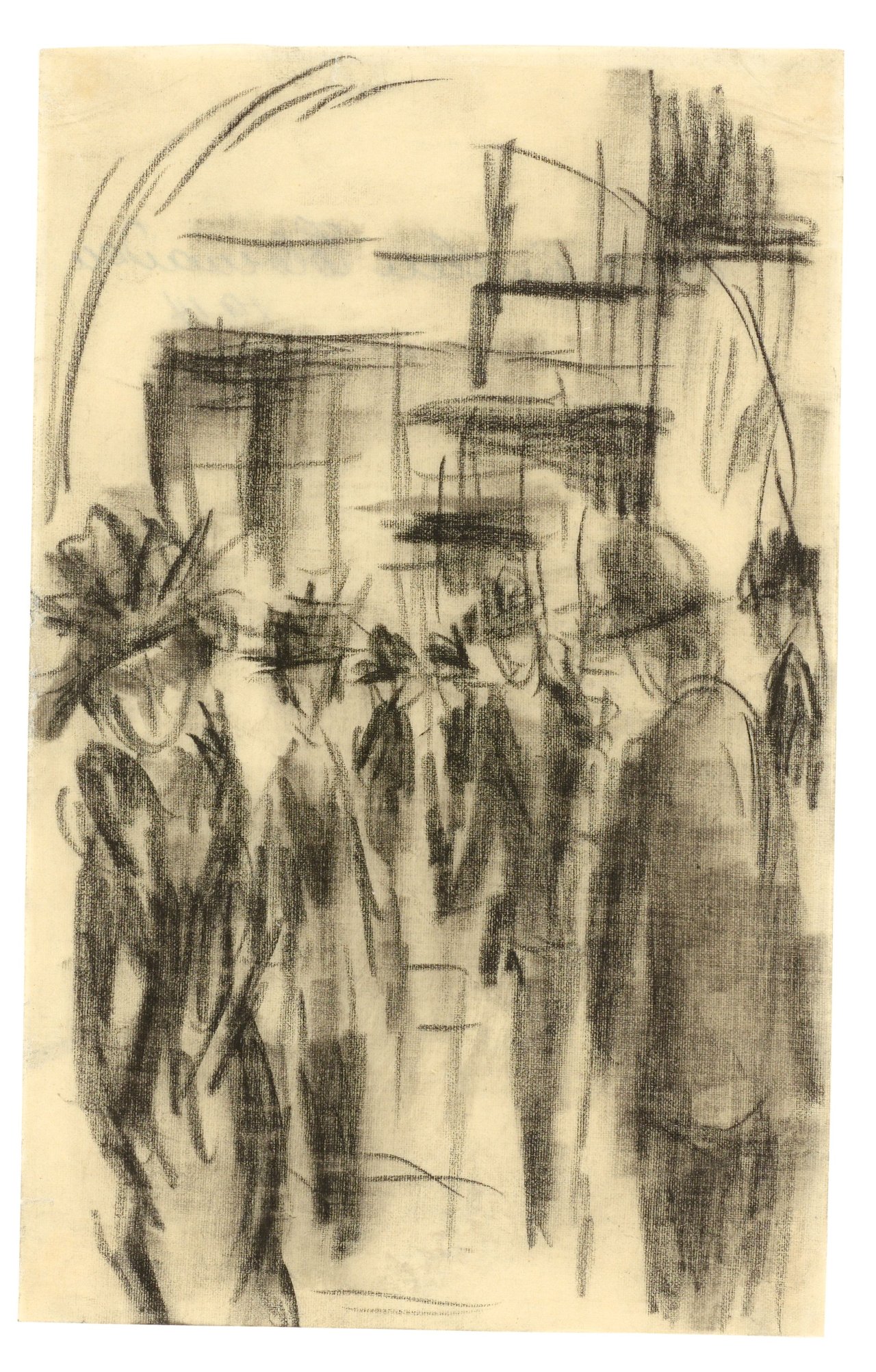 Auf diesem Bild ist das folgende Kunstwerk zu sehen: August Macke. „Straßen-Passanten“. 1914.