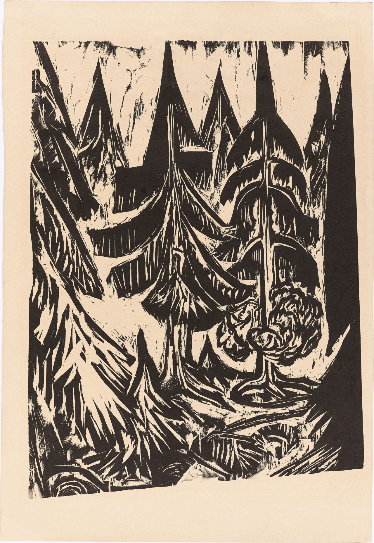 Auf diesem Bild ist das folgende Kunstwerk zu sehen: Ernst Ludwig Kirchner. „Taunustannen“. 1916.