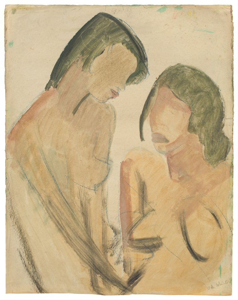 This picture shows the following artwork: Otto Mueller. Zwei Mädchenhalbakte. Circa 1920.