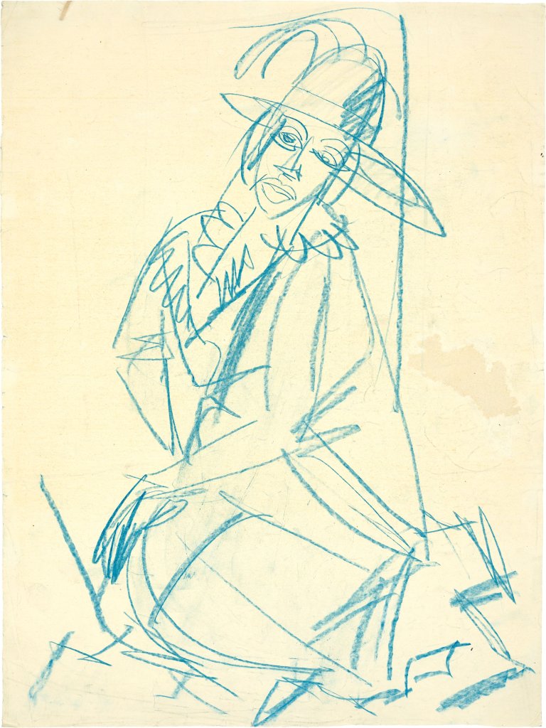 This picture shows the following artwork: Ernst Ludwig Kirchner. ”Sitzende Frau mit Hut”. 1914.