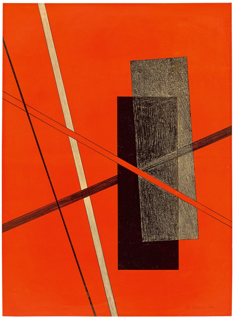 Auf diesem Bild ist das folgende Kunstwerk zu sehen: László Moholy-Nagy. „Konstruktion I“ („Komposition K 4“). 1923.