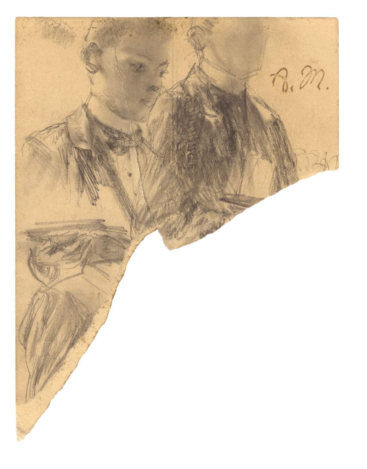 This picture shows the following artwork: Adolph Menzel. Collection of five sketches and an autograph.