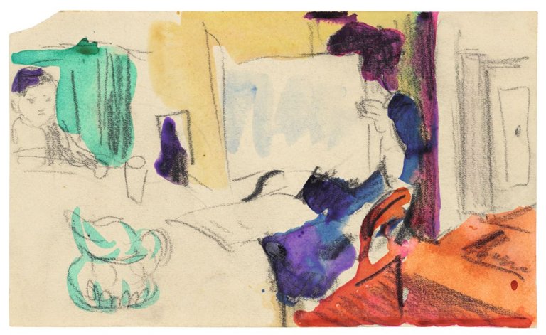 This picture shows the following artwork: August Macke. „Nach dem Essen“. 1913.