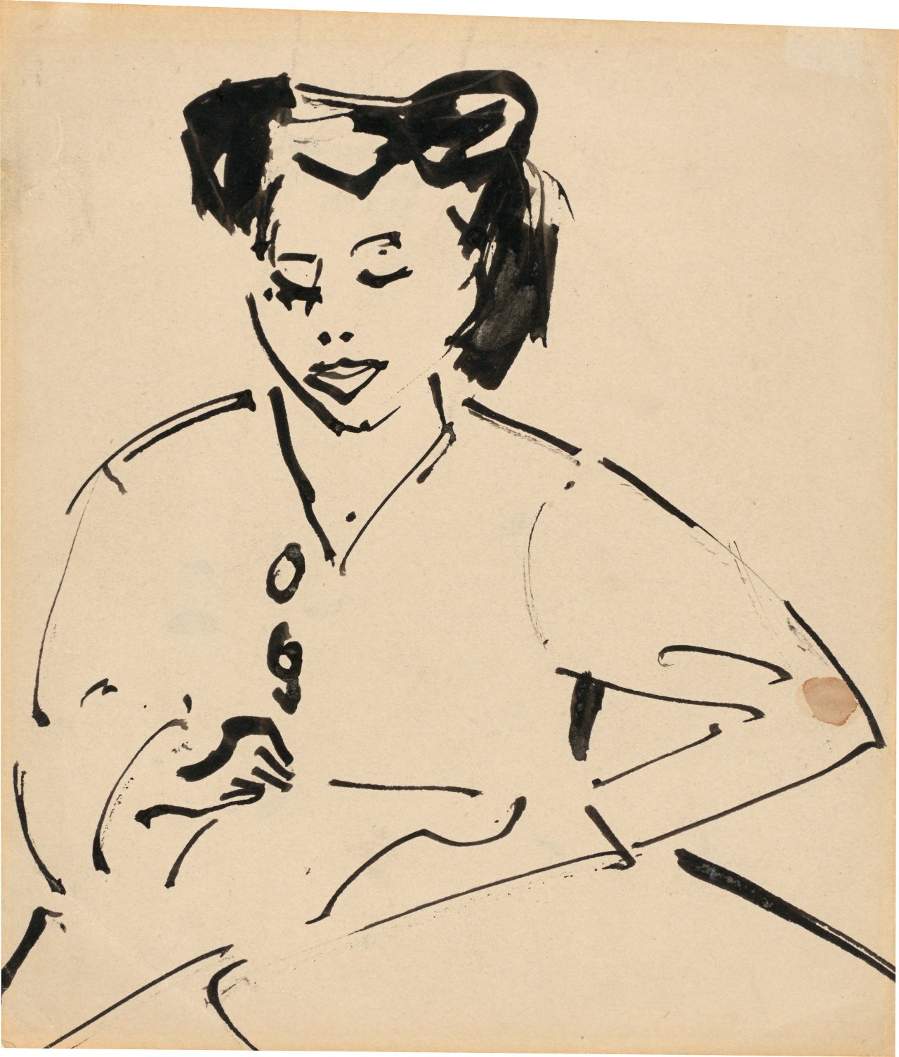 Auf diesem Bild ist das folgende Kunstwerk zu sehen: Ernst Ludwig Kirchner. Mädchen am Tisch. Um 1910.