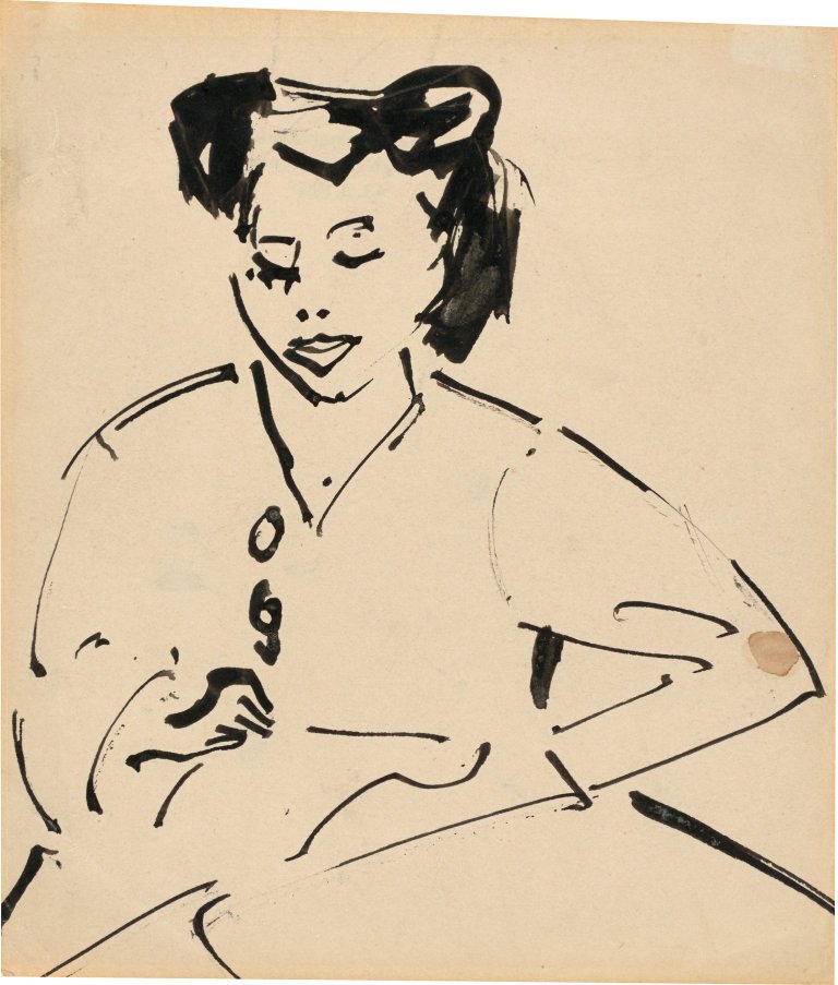 This picture shows the following artwork: Ernst Ludwig Kirchner. Girl at the Table. Circa 1910.