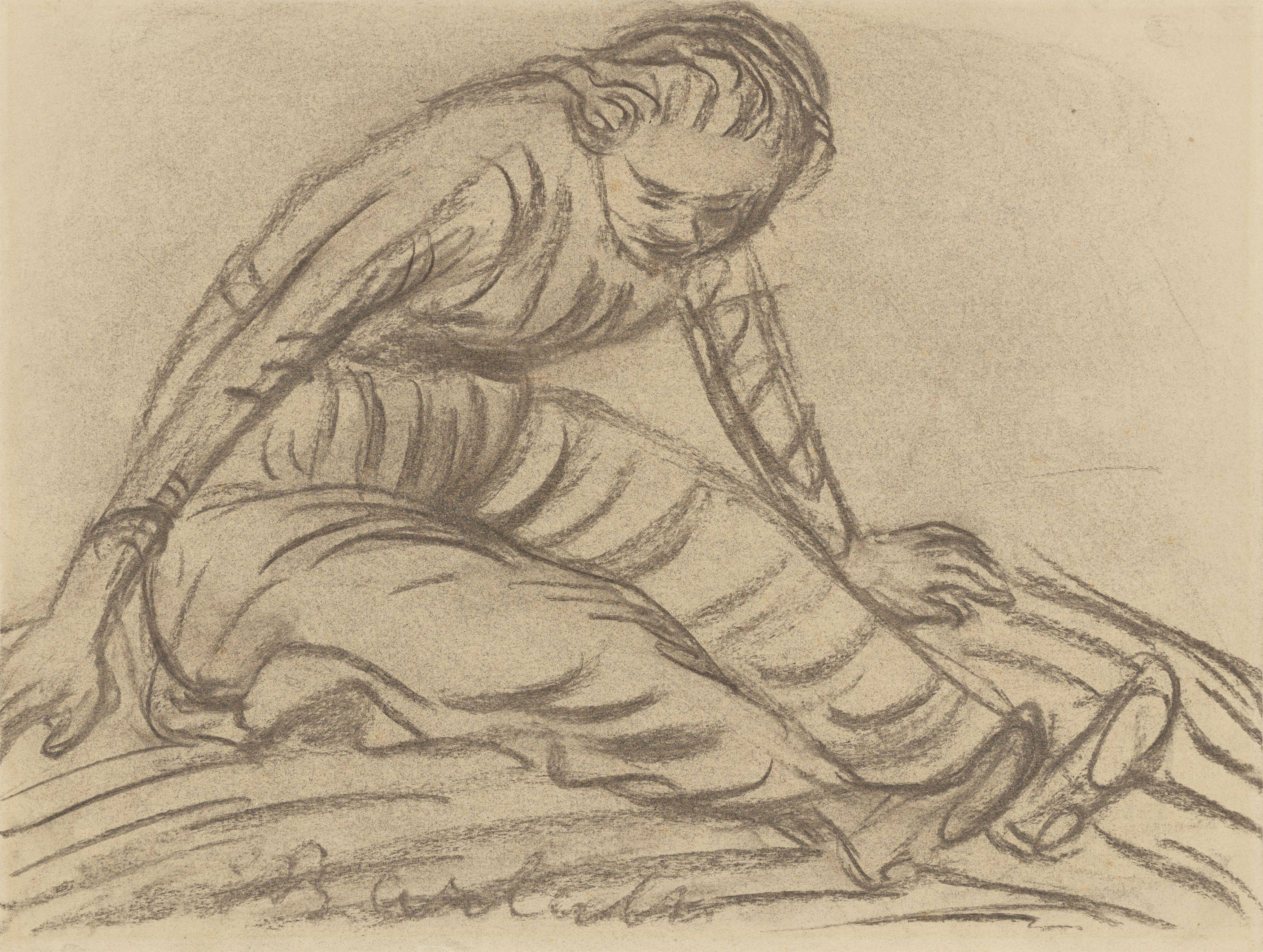 This picture shows the following artwork: Ernst Barlach. ”Sitzendes Mädchen”. 1913.