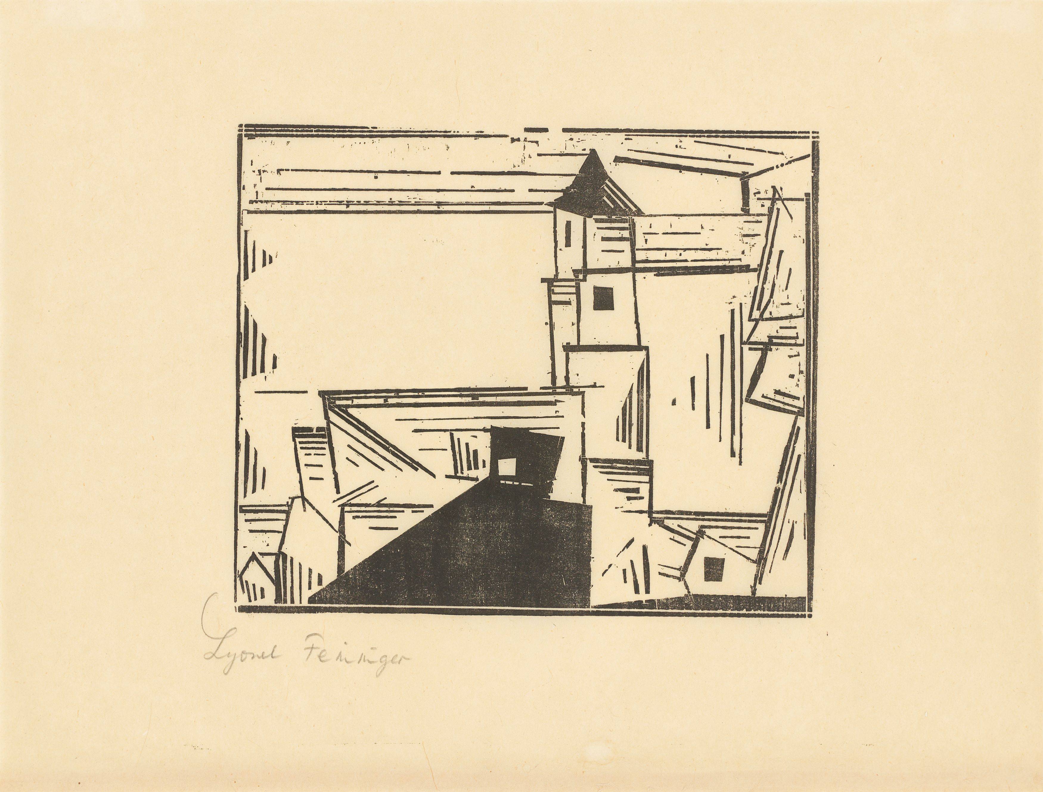 This picture shows the following artwork: Lyonel Feininger. ”Gelbe Dorfkirche, 3”. 1931.