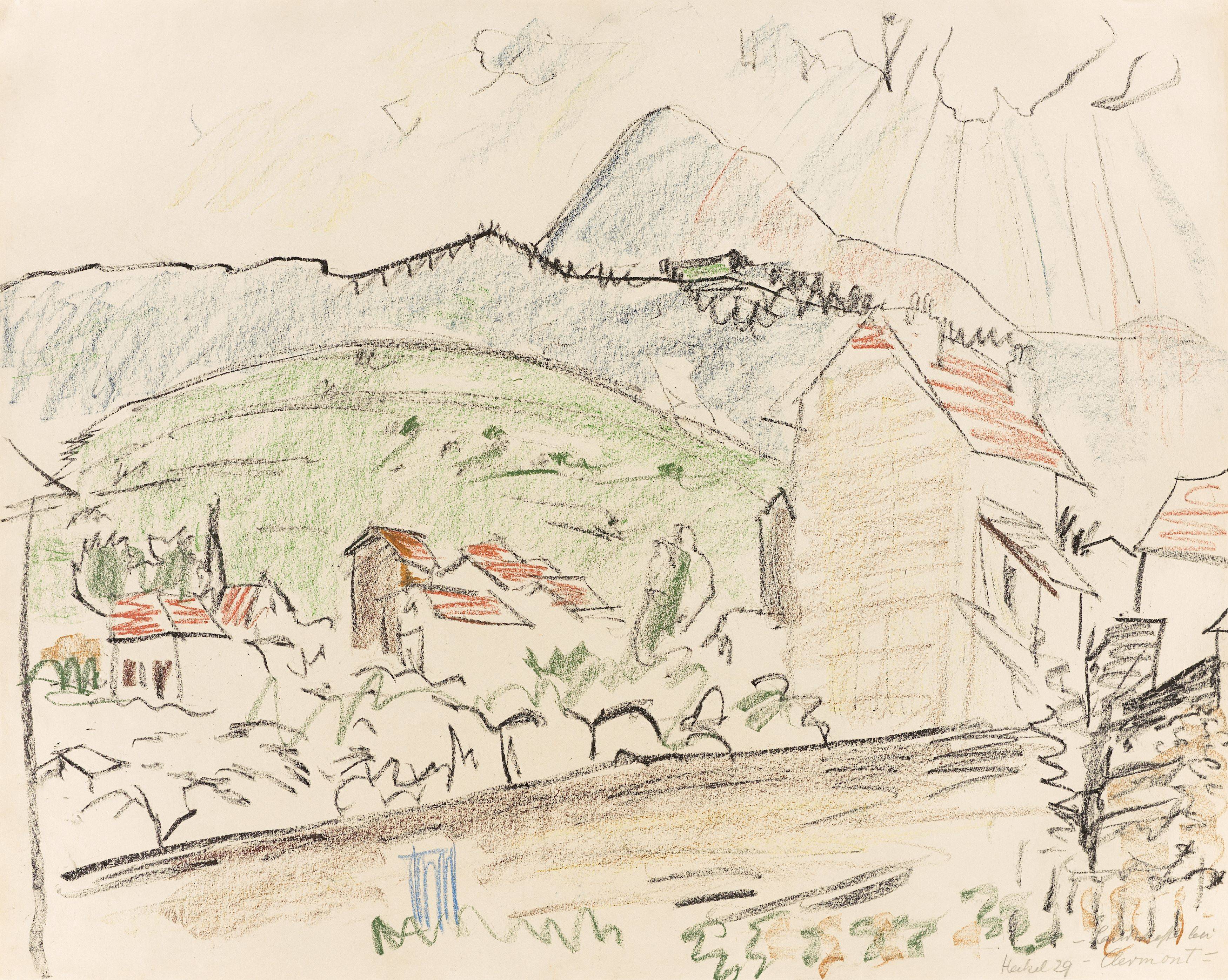 This picture shows the following artwork: Erich Heckel. ”Landschaft bei Clermont”. 1929.