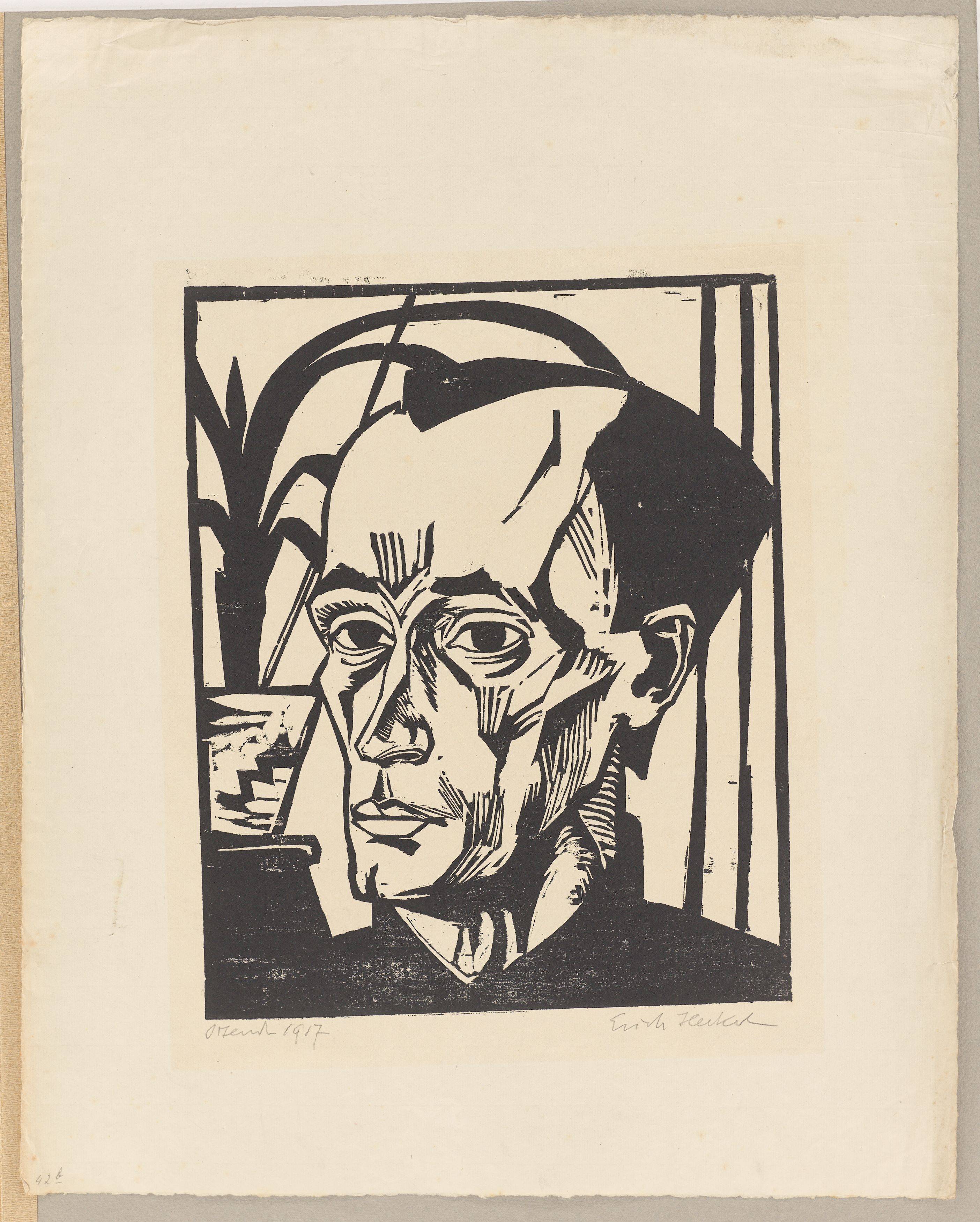 This picture shows the following artwork: Erich Heckel. ”Bildnis E.H.”. 1917.