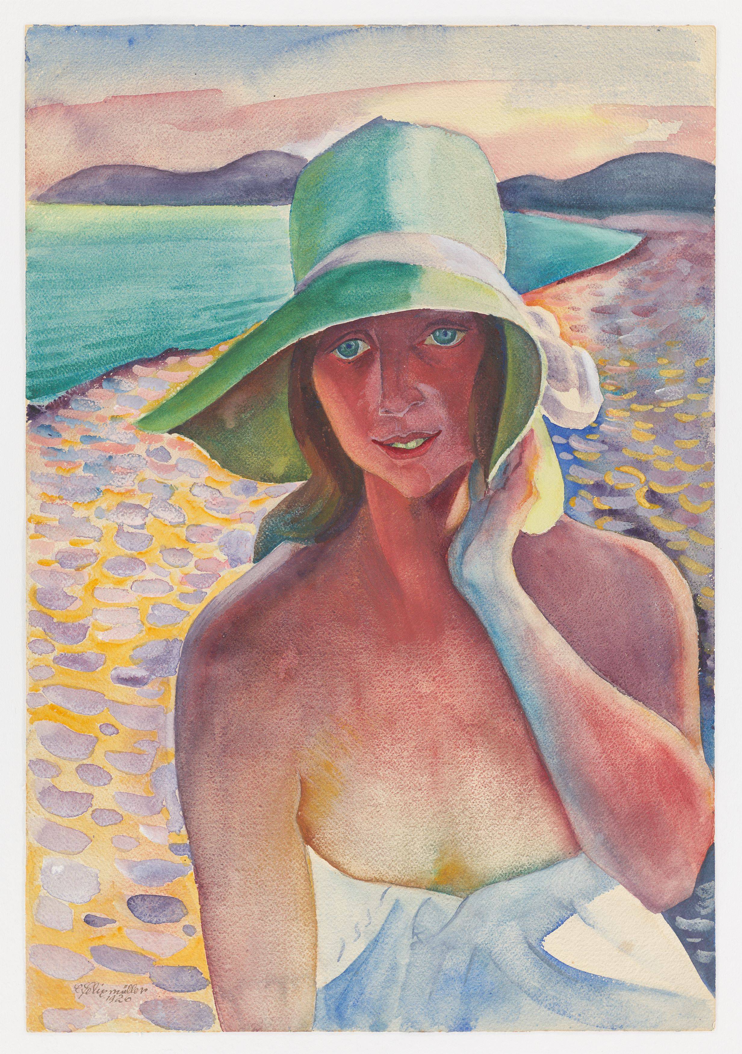This picture shows the following artwork: Conrad Felixmüller. ”Späte Sonne am Strand von Le Lavandou”. 1926.