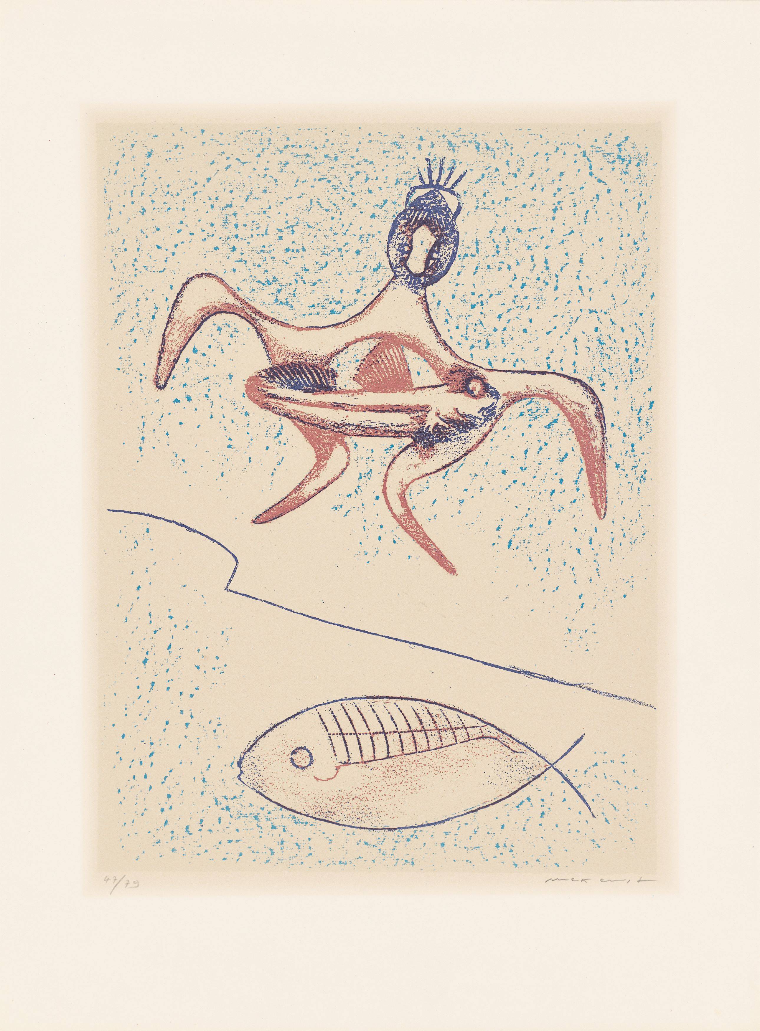 This picture shows the following artwork: Max Ernst. ”Zu: Pierre Hebey, Festin”. 1974.