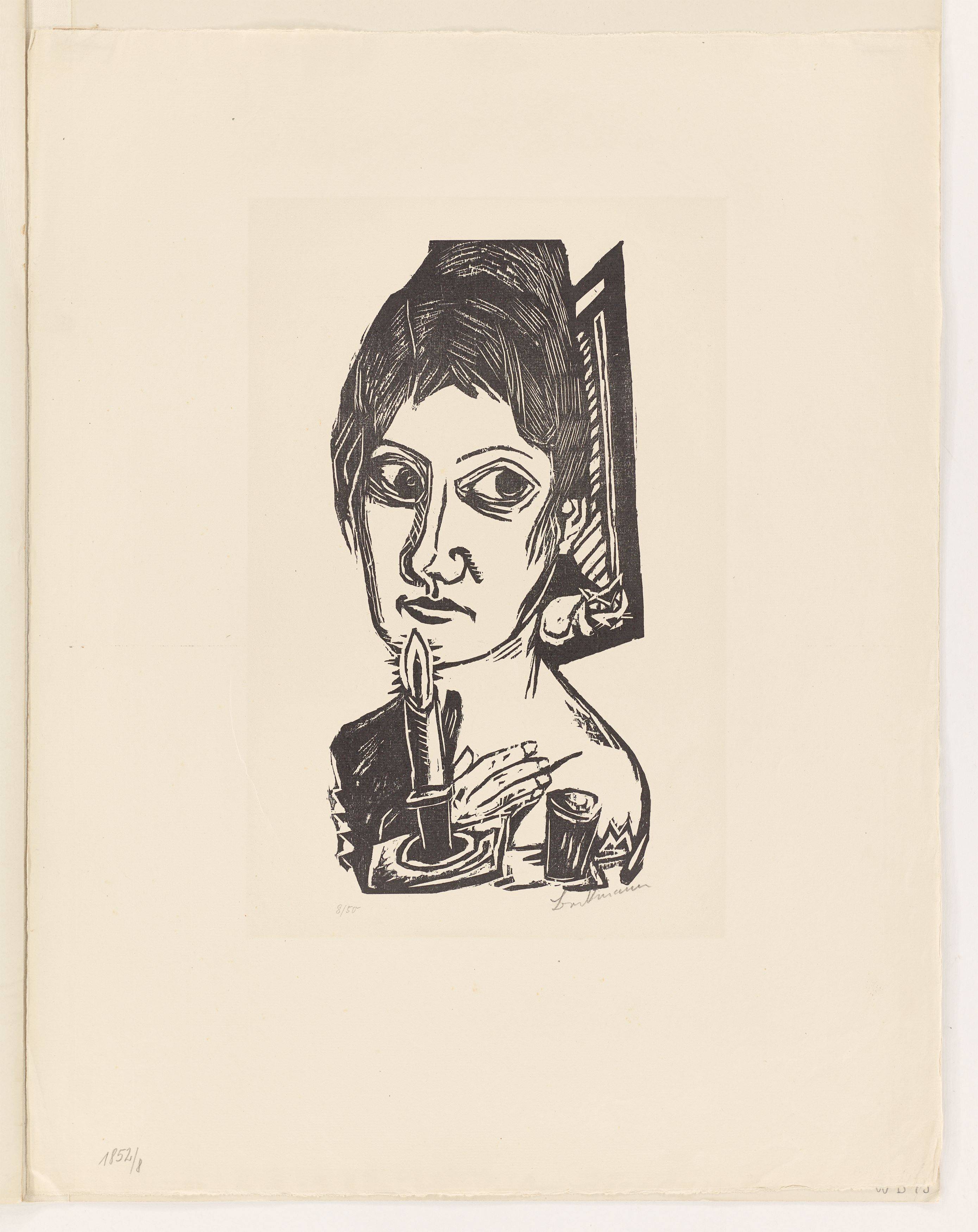 This picture shows the following artwork: Max Beckmann. ”Frau mit Kerze”. 1920.