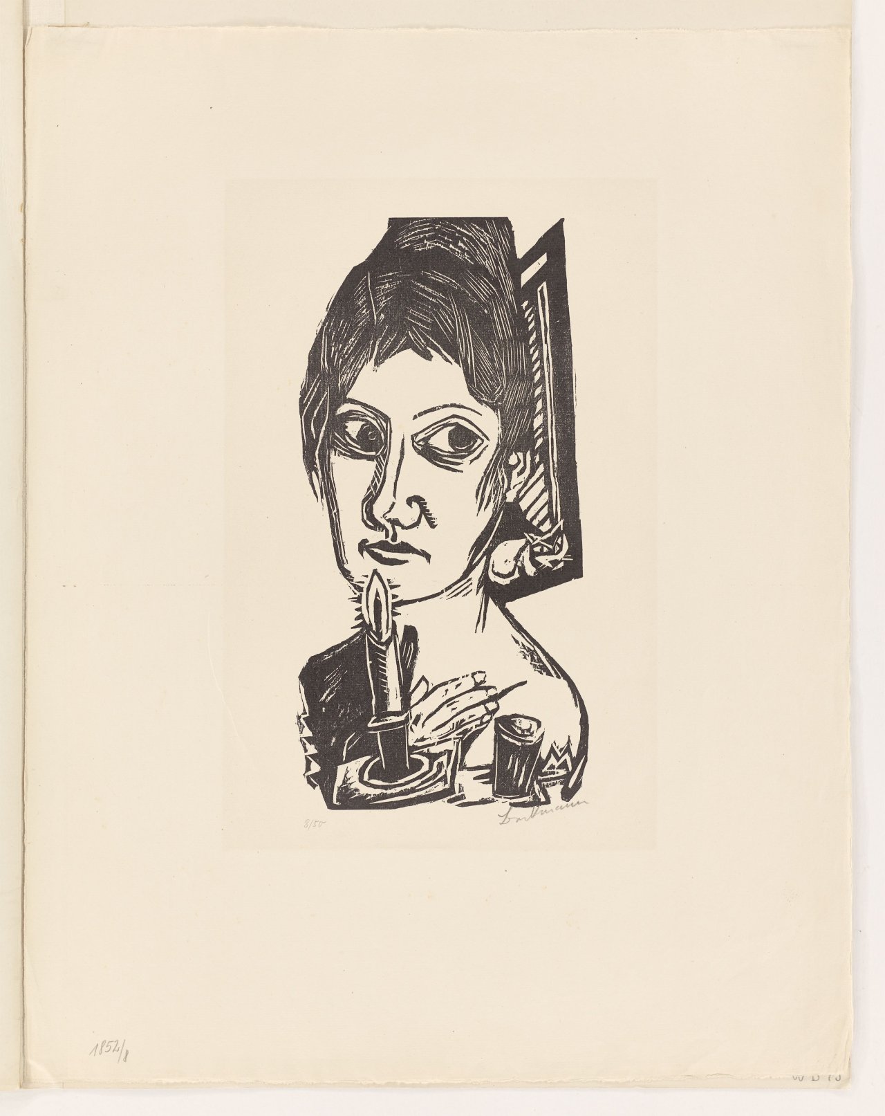 This picture shows the following artwork: Max Beckmann. ”Frau mit Kerze”. 1920.