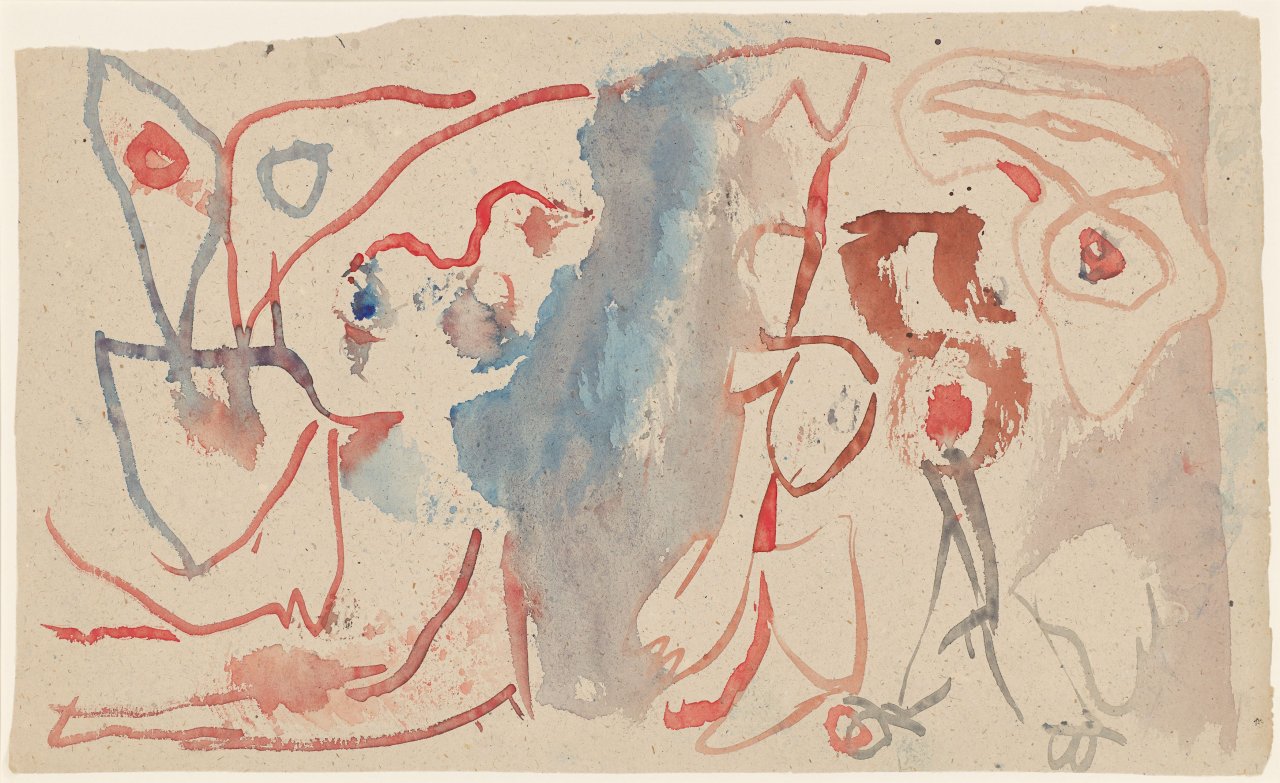 This picture shows the following artwork: Pierre Alechinsky. ”Au pays du papier”. 1961.