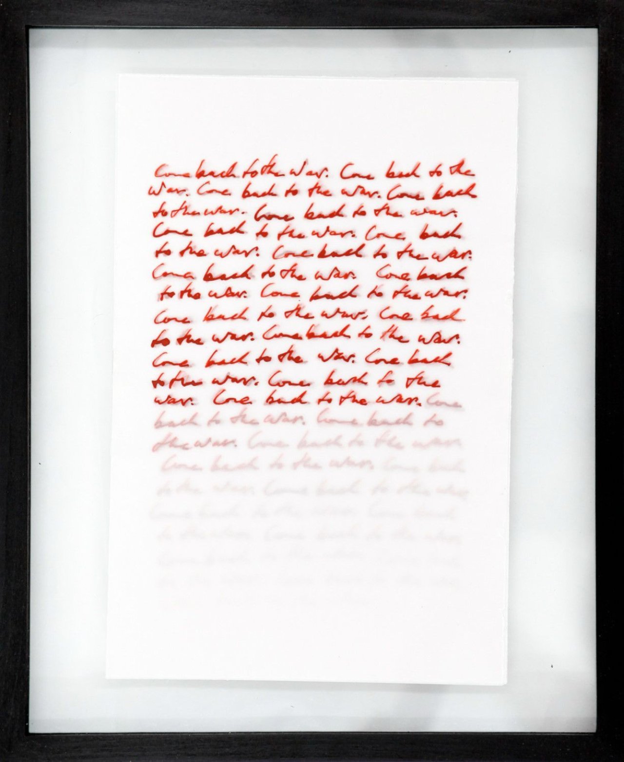 This picture shows the following artwork: Annabel Daou. ”come back to the war, my love”. 2011.