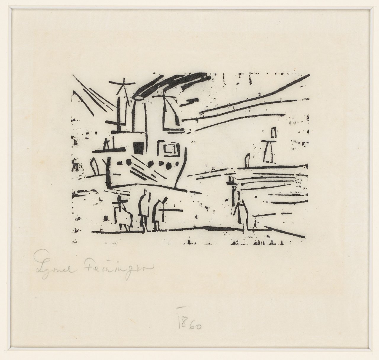 This picture shows the following artwork: Lyonel Feininger. ”Ausfahrender Dampfer Odin”. 1918.