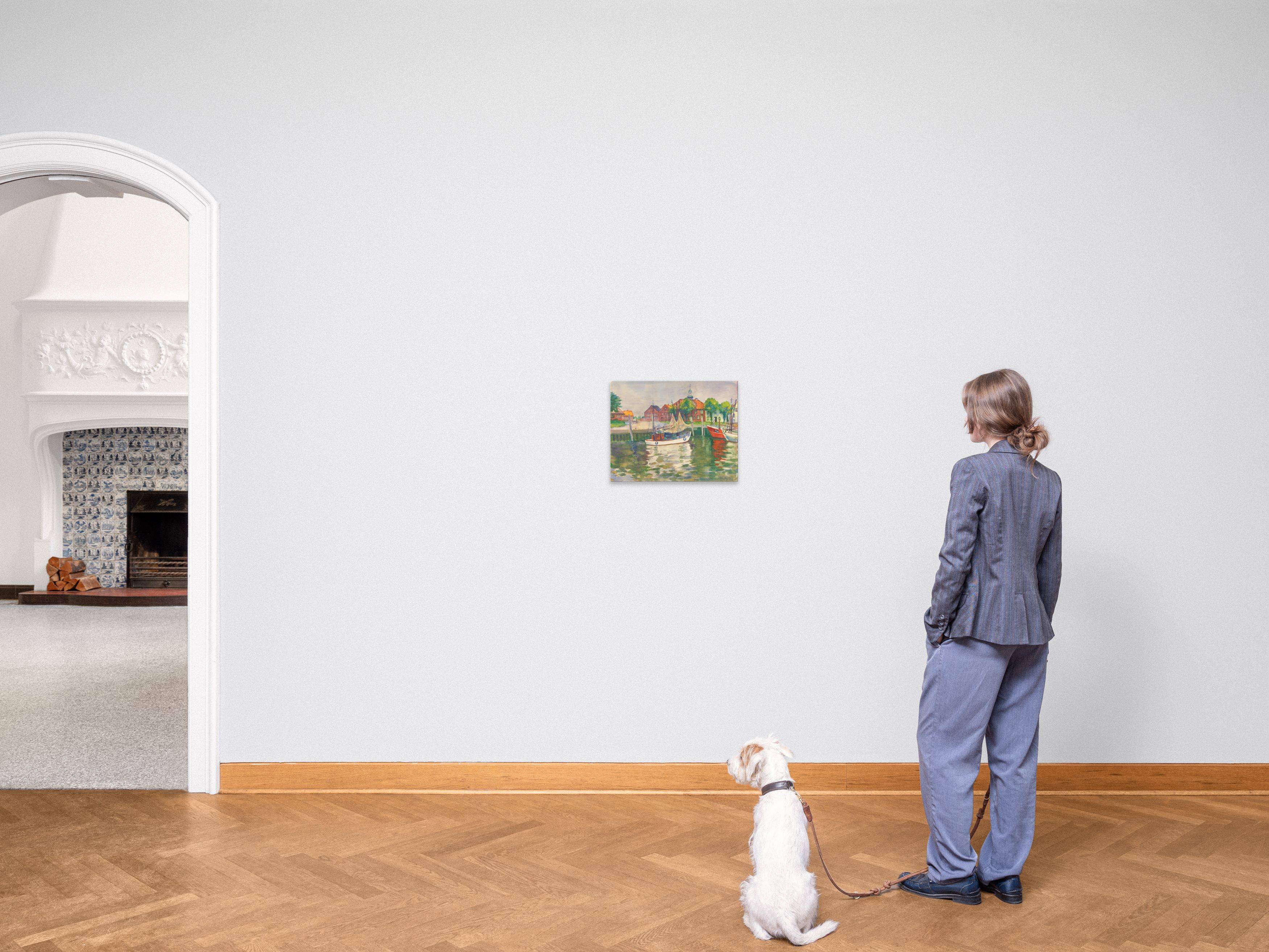 This picture shows the following artwork: Conrad Felixmüller. ”Hafen von Tönning”. 1967.