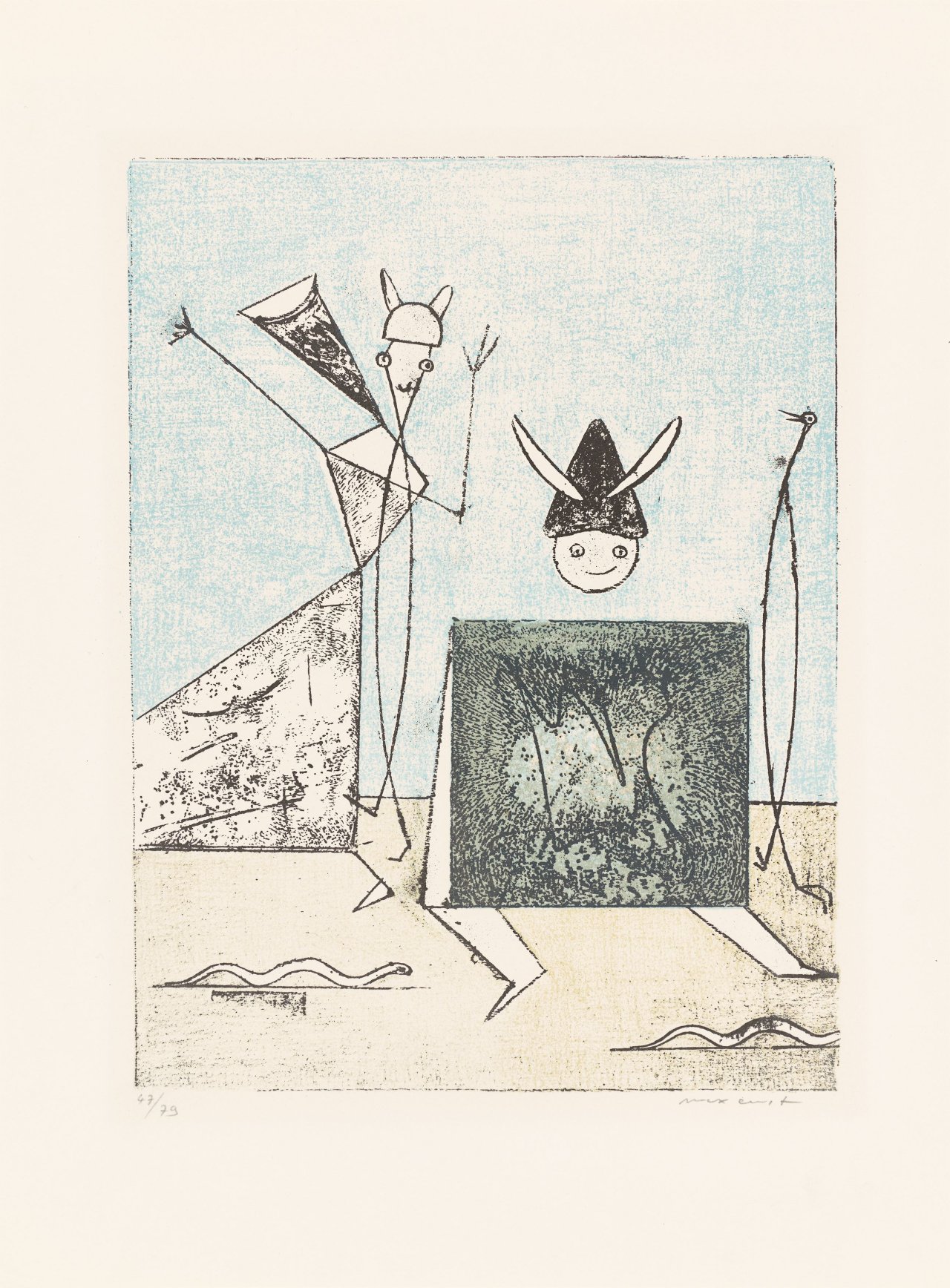 This picture shows the following artwork: Max Ernst. ”Zu: Pierre Hebey, Festin”. 1974.