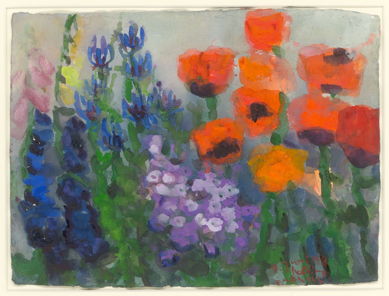 This picture shows the following artwork: Klaus Fußmann. Flowers (delphiniums and poppies). 1999.