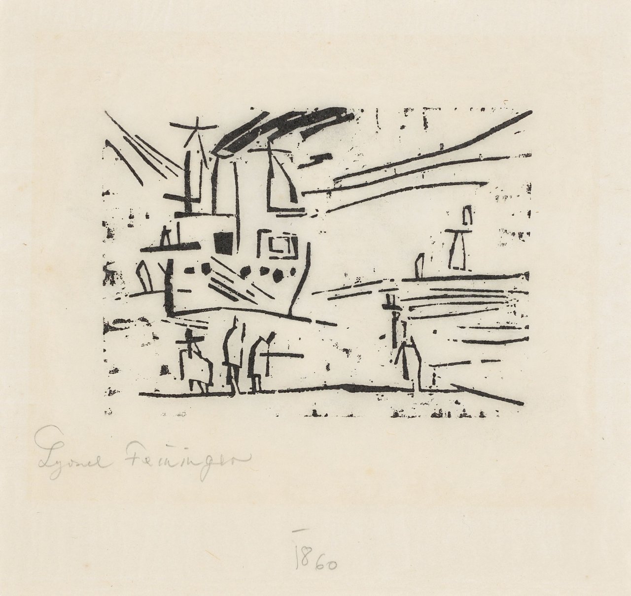 This picture shows the following artwork: Lyonel Feininger. ”Ausfahrender Dampfer Odin”. 1918.
