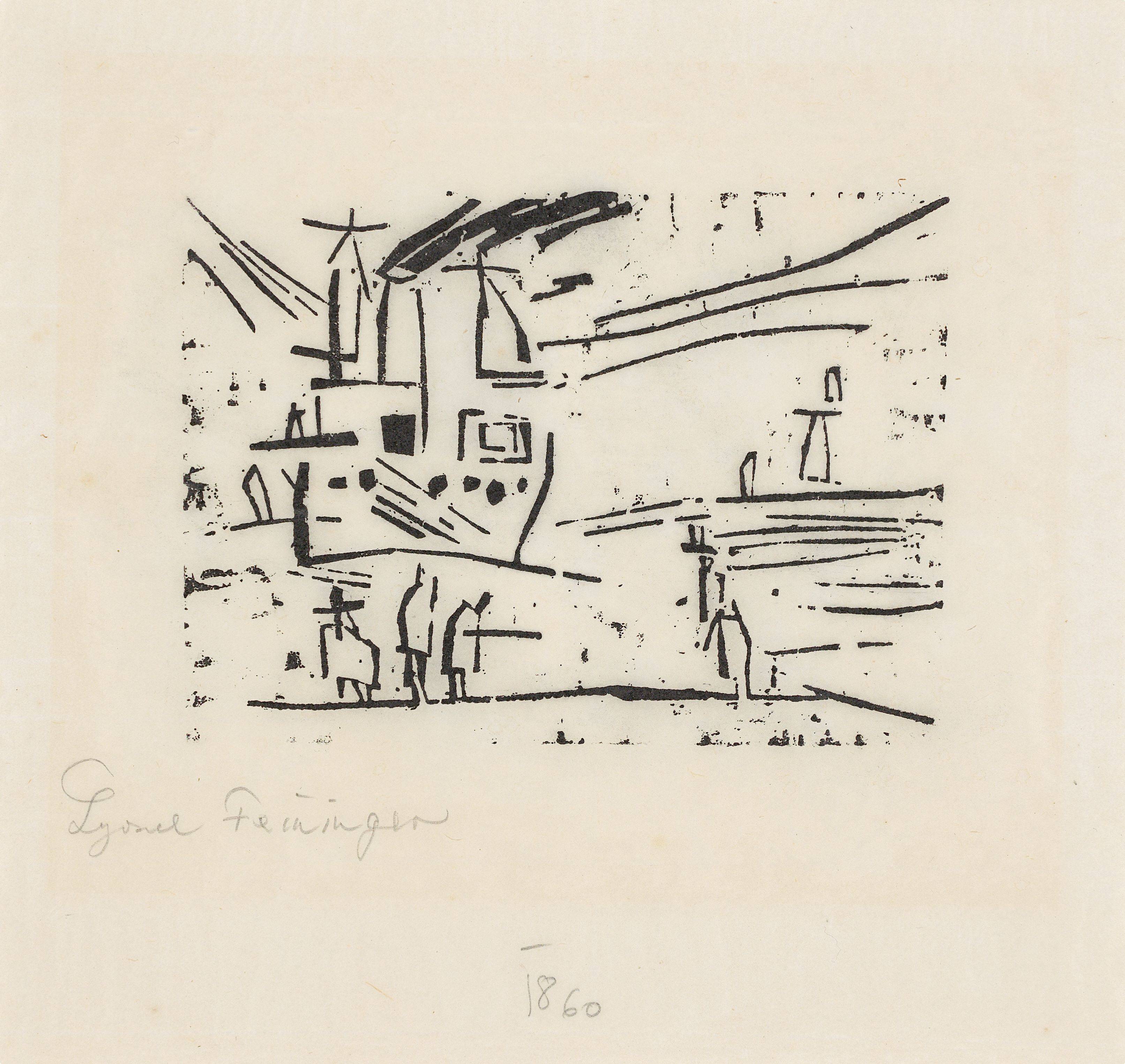 This picture shows the following artwork: Lyonel Feininger. ”Ausfahrender Dampfer Odin”. 1918.